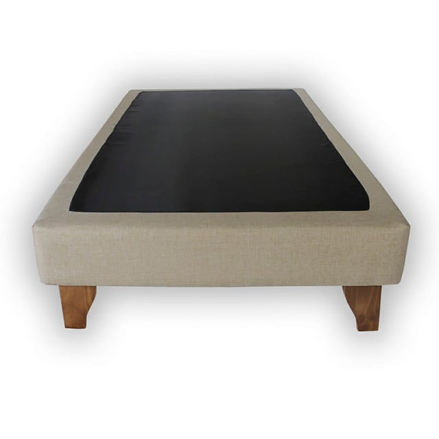 BASE CAMA EUROPEA MUEBLES DGB FELPA CHOCOLATE - 1