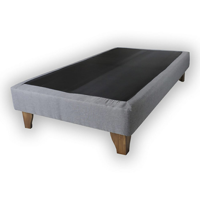 BASE CAMA EUROPEA MUEBLES DGB FELPA BEIGE - 2