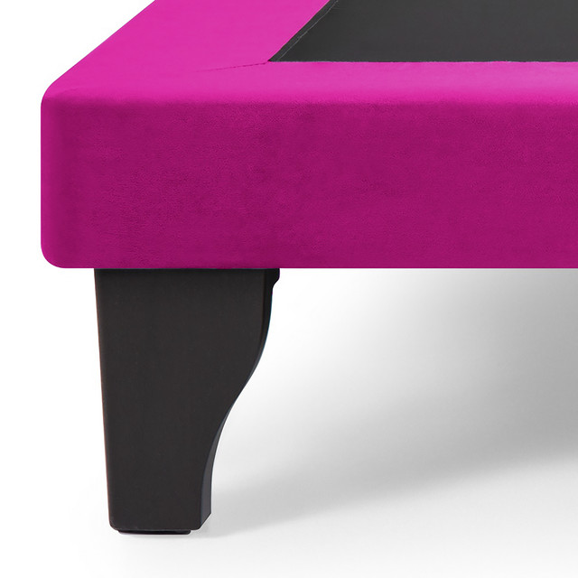 BASE CAMA EUROPEA MUEBLES DGB FELPA MORADO - 2