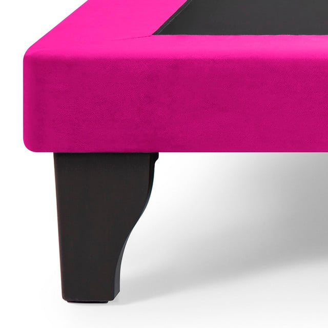 BASE CAMA EUROPEA MUEBLES DGB FELPA FUCSIA KING - 2