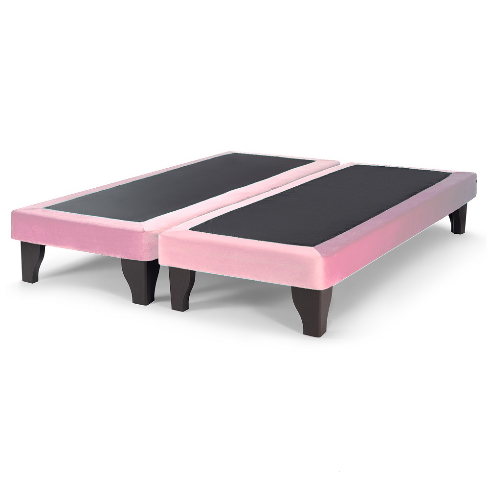 BASE CAMA EUROPEA MUEBLES DGB FELPA ROSADO KING - 2