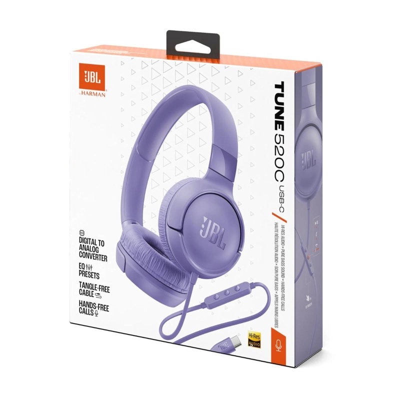AUDIFONOS JBL TUNE 520 CON CABLE TIPO C PURPLE - 8