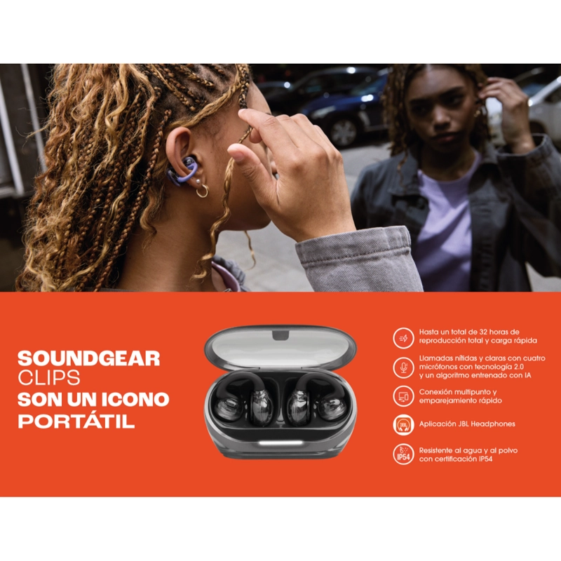 AUDIFONOS BLUETOOTH JBL SOUNDGEAR CLIPS NEGRO - 10