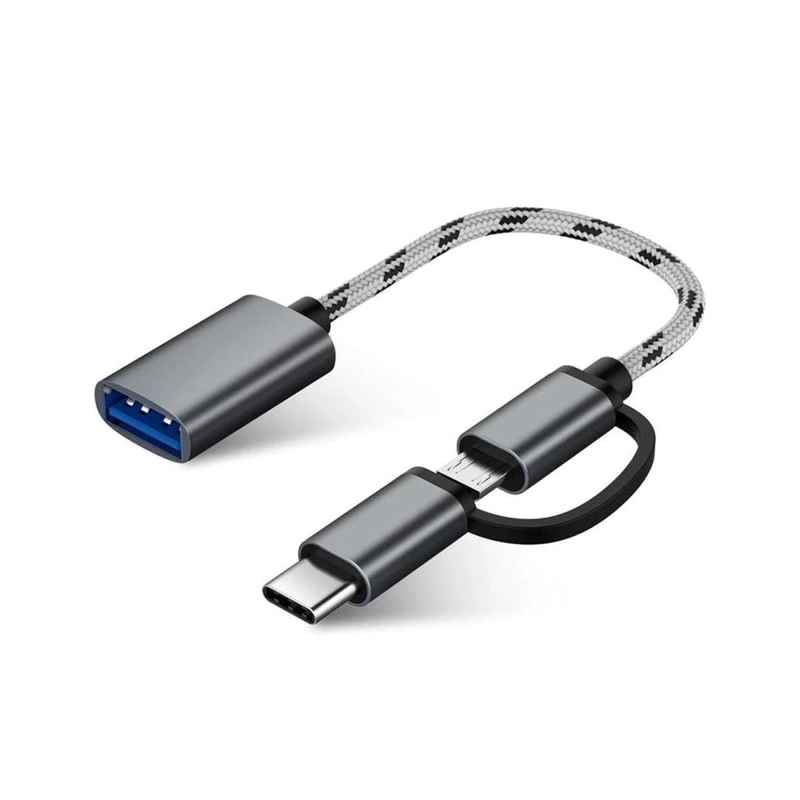 ADAPTADOR USB OTG DUAL (MICRO USB Y TYPO C) CUERPO METALICO - 1