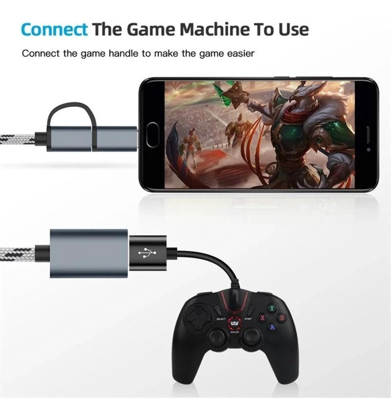 ADAPTADOR USB OTG DUAL (MICRO USB Y TYPO C) CUERPO METALICO - 2