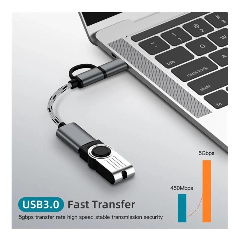 ADAPTADOR USB OTG DUAL (MICRO USB Y TYPO C) CUERPO METALICO - 3