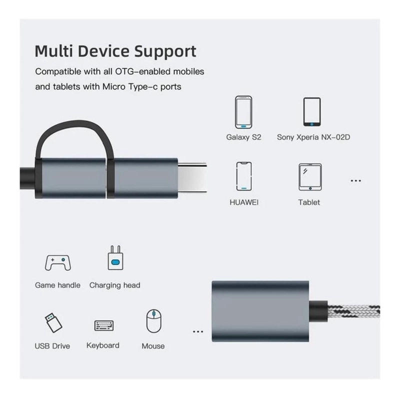 ADAPTADOR USB OTG DUAL (MICRO USB Y TYPO C) CUERPO METALICO - 4