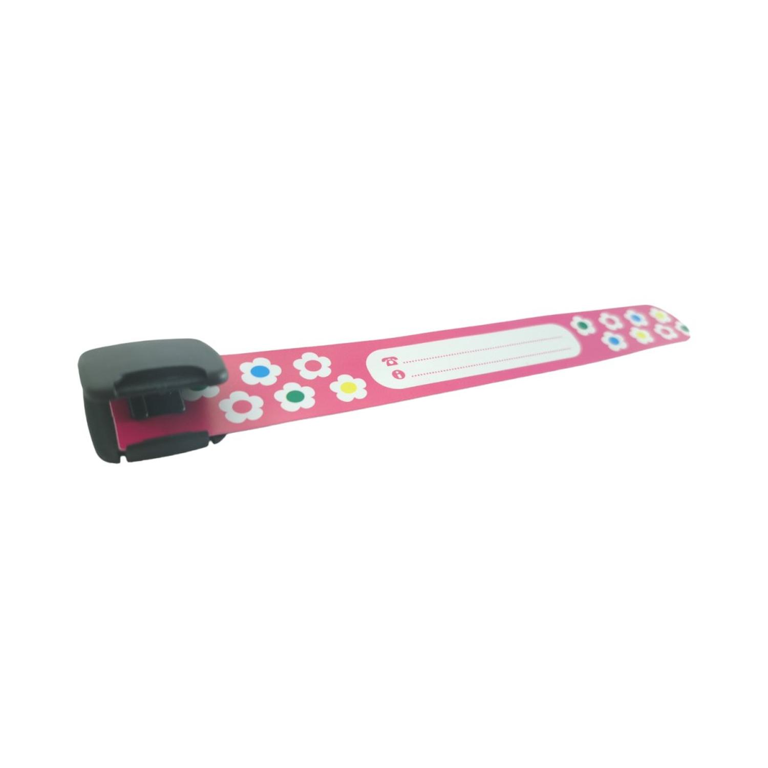 2 PULSERA IDENTIFICACION PARA NIÑOS REUTILIZABLE ID SOS FLORES - 2