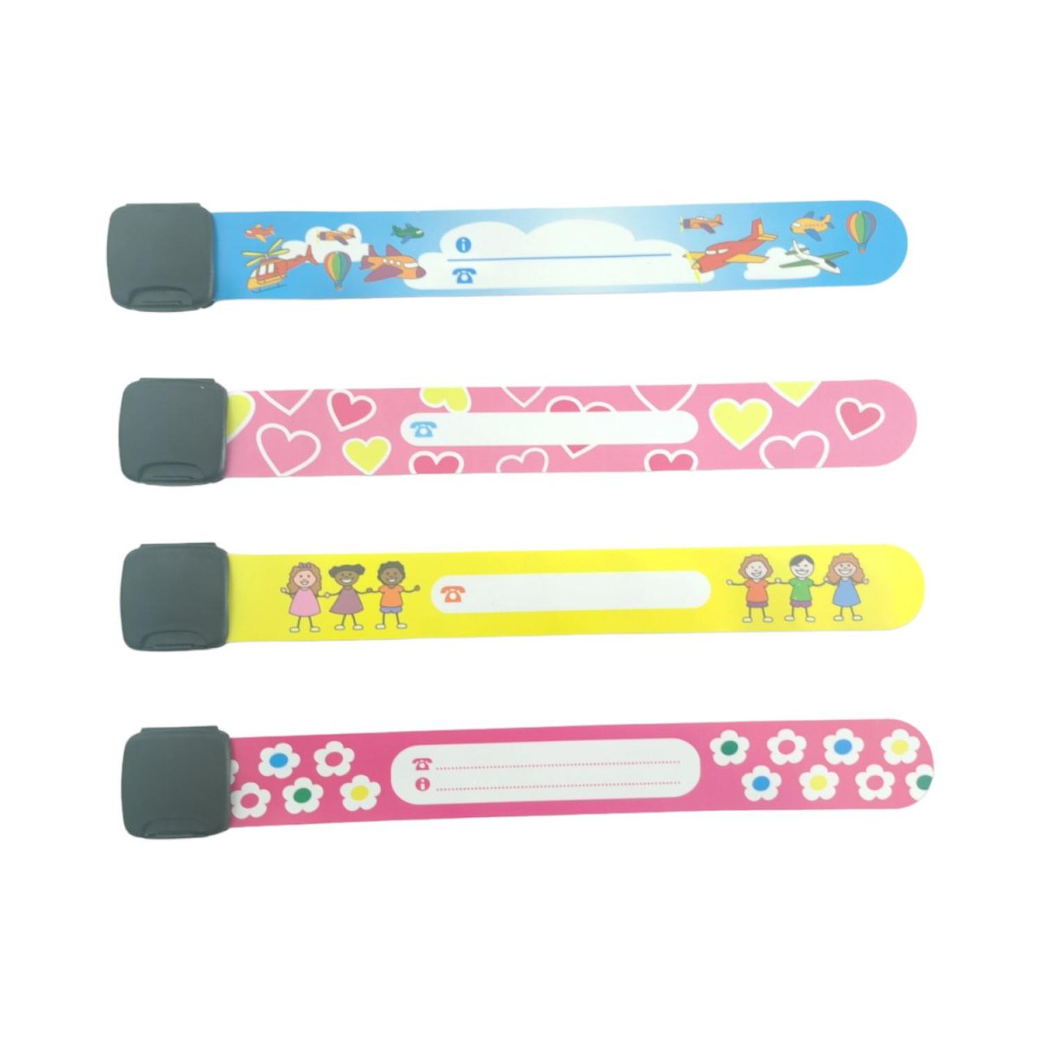 2 PULSERA IDENTIFICACION PARA NIÑOS REUTILIZABLE ID SOS CORAZONES - 8