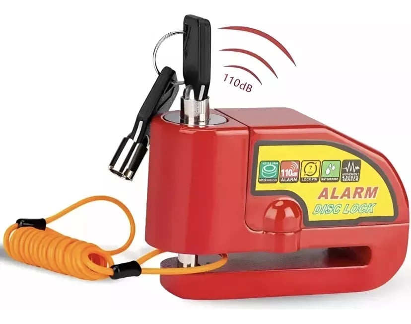 CANDADO CON ALARMA FRENO DISCO MOTO + PIOLA RECORDATORIA - 2