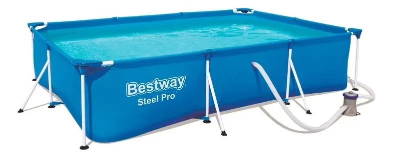 PISCINA BESTWAY STEEL PRO 300X200X0.66M + BOMBA AZUL - 1