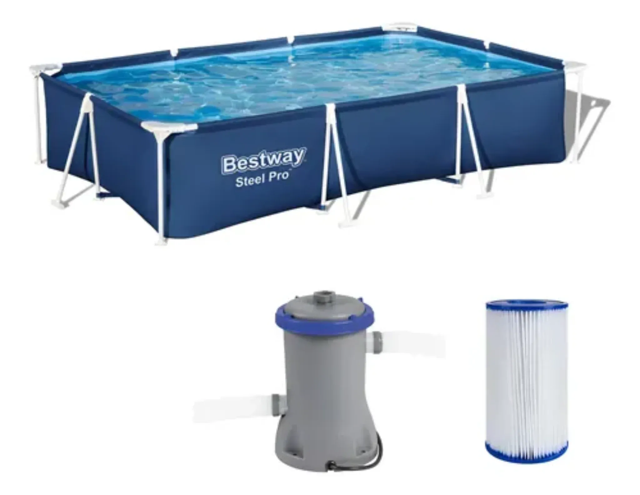 PISCINA BESTWAY STEEL PRO 300X200X0.66M + BOMBA AZUL - 2