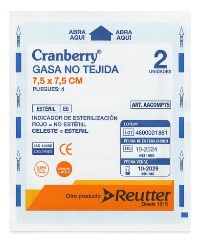 GASA ESTE RIL NO TEJIDA TAMAÑO 7,5X7,5CM 1 CAJA DE 50 SOBRES CRANBERRY - 2