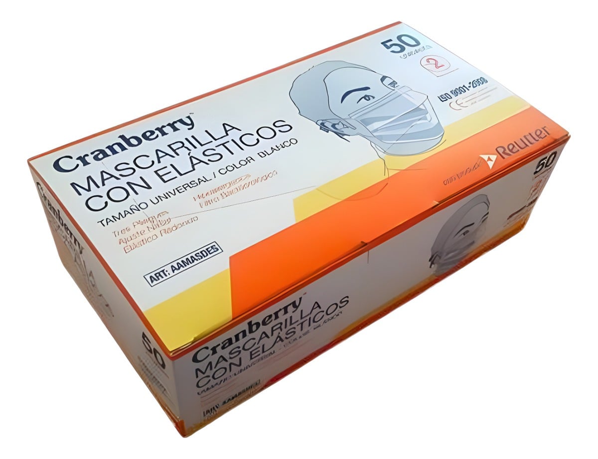 MASCARILLAS CRANBERRY IIR 3 CAPAS BLANCAS 50 UNIDADES - 1