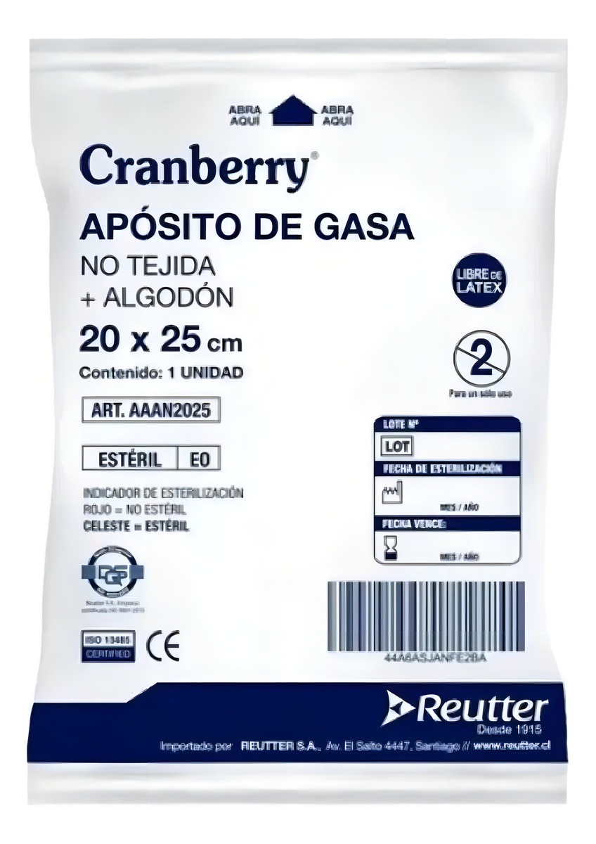 APOSITO DE GASA + ALGODON 20X25CM 10 UNIDADES CRANBERRY - 1