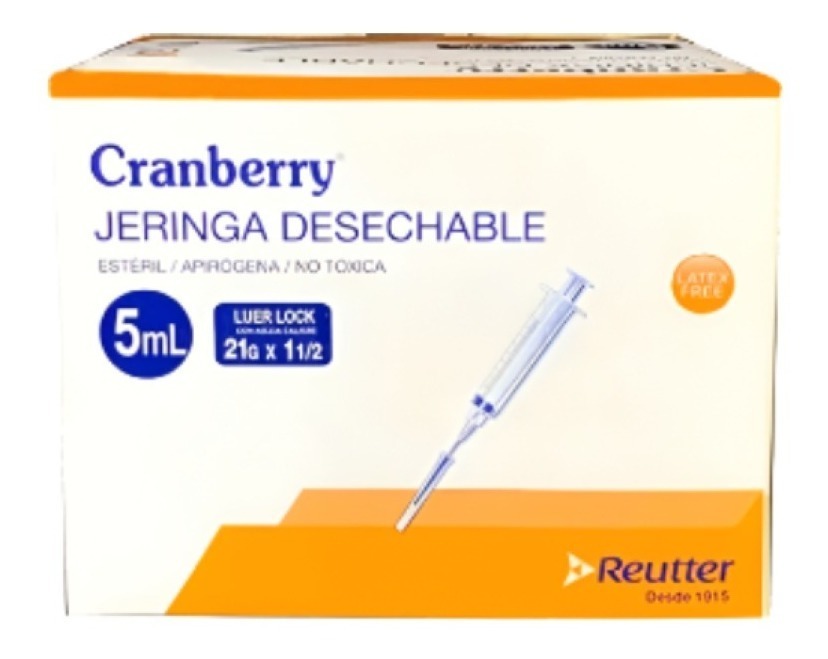 JERINGA DESCARTABLE 5 ML LUER LOCK CRANBERRY JERINGA DESECHA - 1
