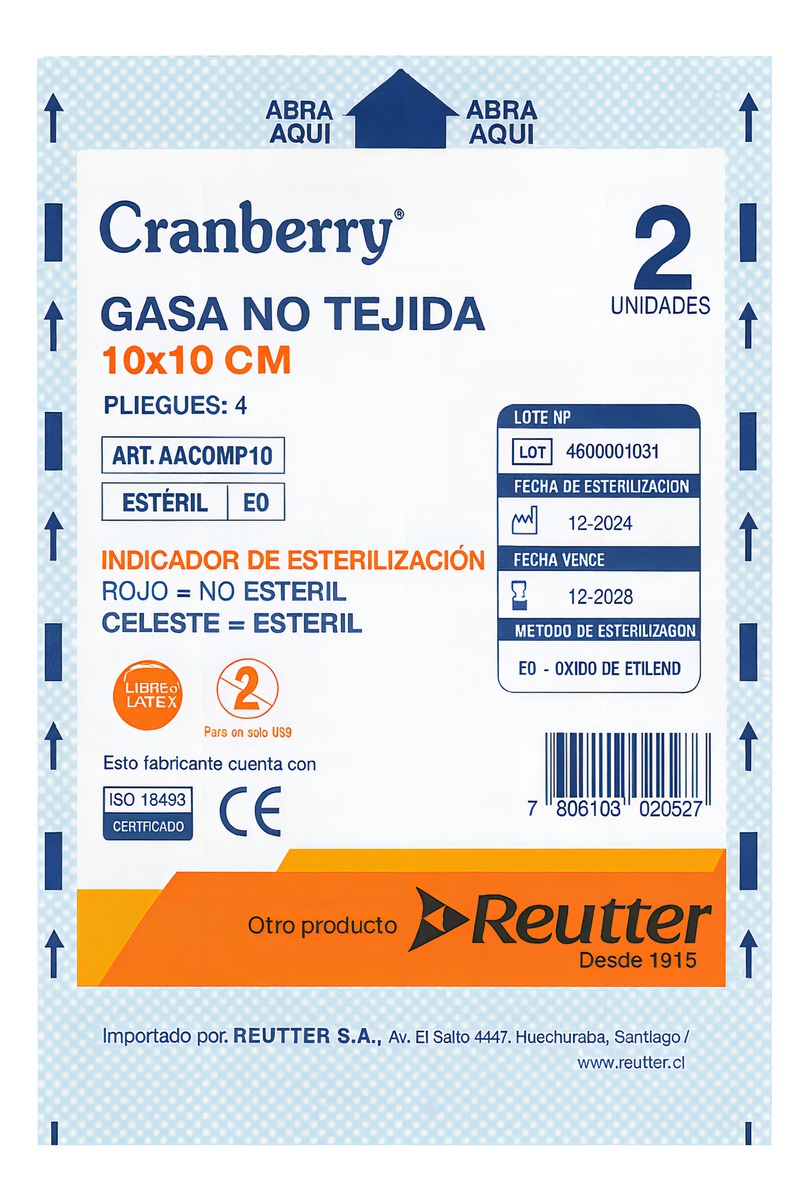 GASA ESTERIL NO TEJIDA 10X10 CM 50 UNIDADES - CRANBERRY - 3