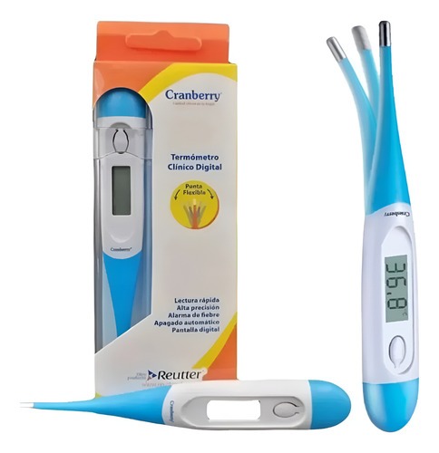 TERMOMETRO DIGITAL PUNTA FLEXIBLE CRANBERRY CON FUNDA - 1