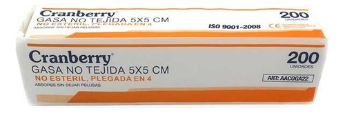 GASA NO TEJIDA 5X5, NO ESTERIL PAQUETE 200 UNIDADES BLANCO - 2