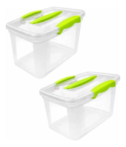 X2 CAJAS ORGANIZADORA 6 LITROS TRANSPARENTE CON TAPA PLATICA - 1