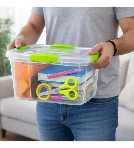 X2 CAJAS ORGANIZADORA 6 LITROS TRANSPARENTE CON TAPA PLATICA - 3