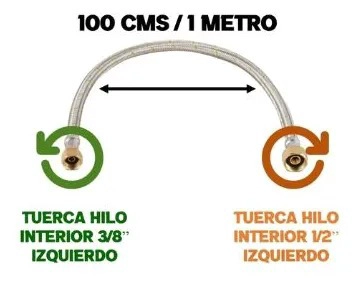 FLEXIBLE GAS 3/8 HI IZQUIERDO X 1/2 HI 100 CMS TAUMM SEC - 3