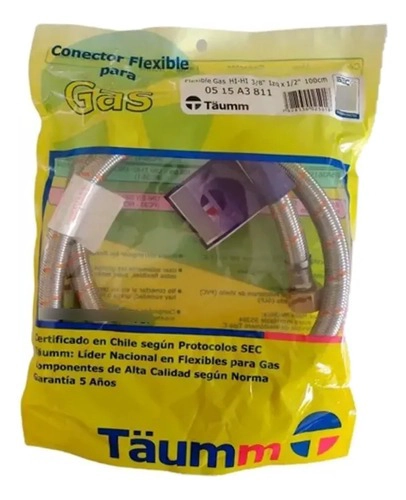 FLEXIBLE GAS 3/8 HI IZQUIERDO X 1/2 HI 100 CMS TAUMM SEC - 6