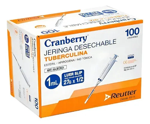 JERINGA TUBERCULINA 1 ML LUER SLIP 27G * 1/2 1ML CRANBERRY - 2