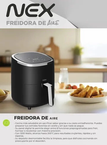 FREIDORA DE AIRE DIGITAL 3.5L TEMP AJUSTABLE 1200W NEX - 5