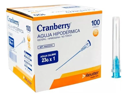 AGUJA HIPODERMICA 23G X 1 - CAJA 100 UNDS CRANBERRY - 2