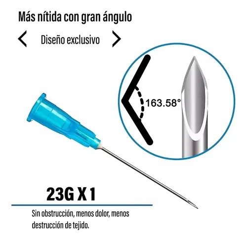 AGUJA HIPODERMICA 23G X 1 - CAJA 100 UNDS CRANBERRY - 3