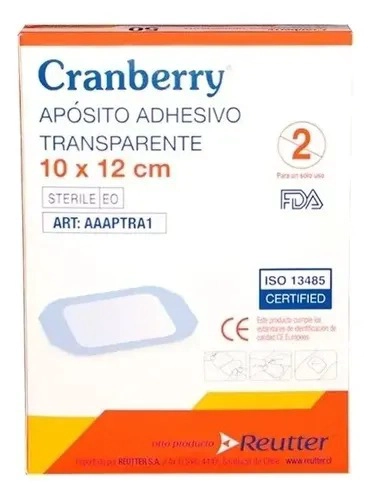 APOSITO ADHESIVO TRANSPARENTE CRANBERRY 10X12 CM 50 UNID. - 1