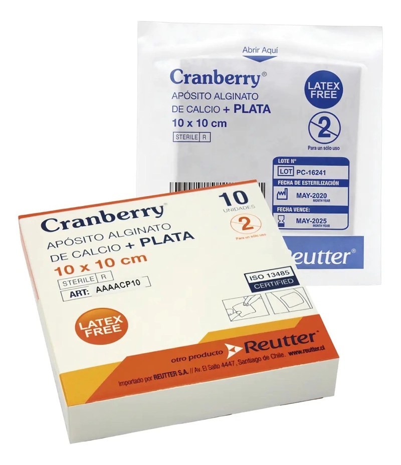 APOSITO ALGINATO CALCIO Y PLATA CRANBERRY 10 UNID. - 1