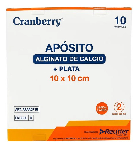APOSITO ALGINATO CALCIO Y PLATA CRANBERRY 10 UNID. - 2