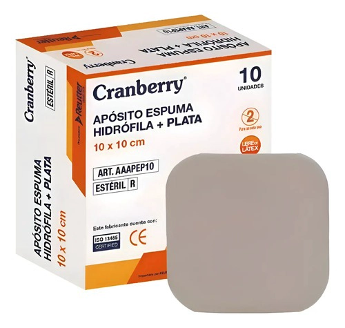 APOSITO ESPUMA HIDROFILA + PLATA 10X10 CM CRANBERRY - 1
