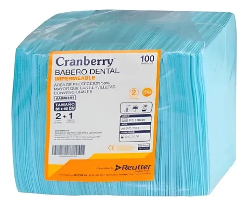 BABERO DENTAL IMPERMEABLE CRANBERRY CAMPO DE TRABAJO 100 UNI - 1