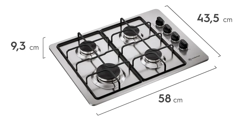 ENCIMERA A GAS MADEMSA 4 PLATOS ENCENDIDO AUTOMATICO KM4GX INOX - 2