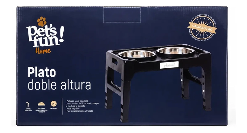 PLATO DOBLE ALTO ALTURA AJUSTABLE 1.4LT PETS FUN - 3