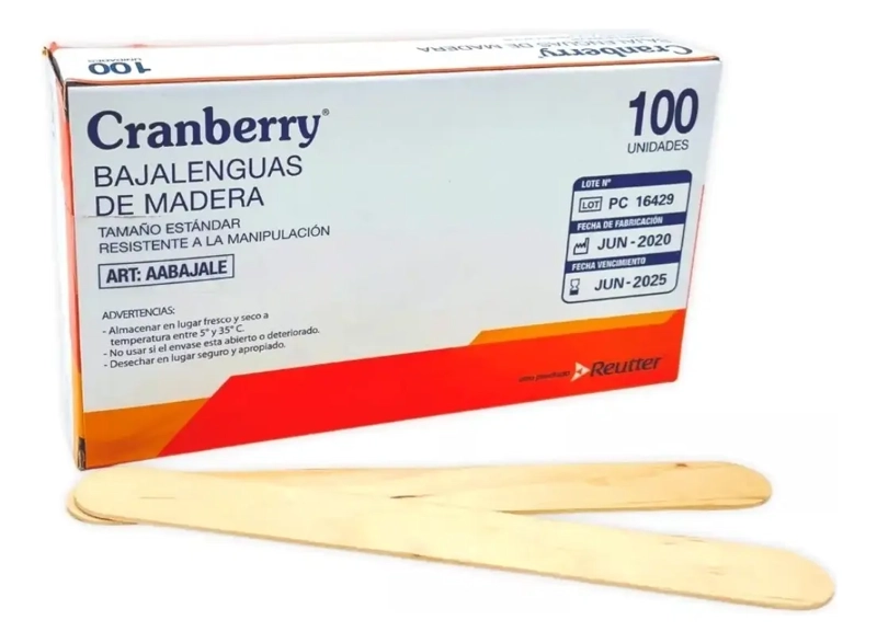 BAJALENGUAS MADERA CRANBERRY CAJA X 100 - 1