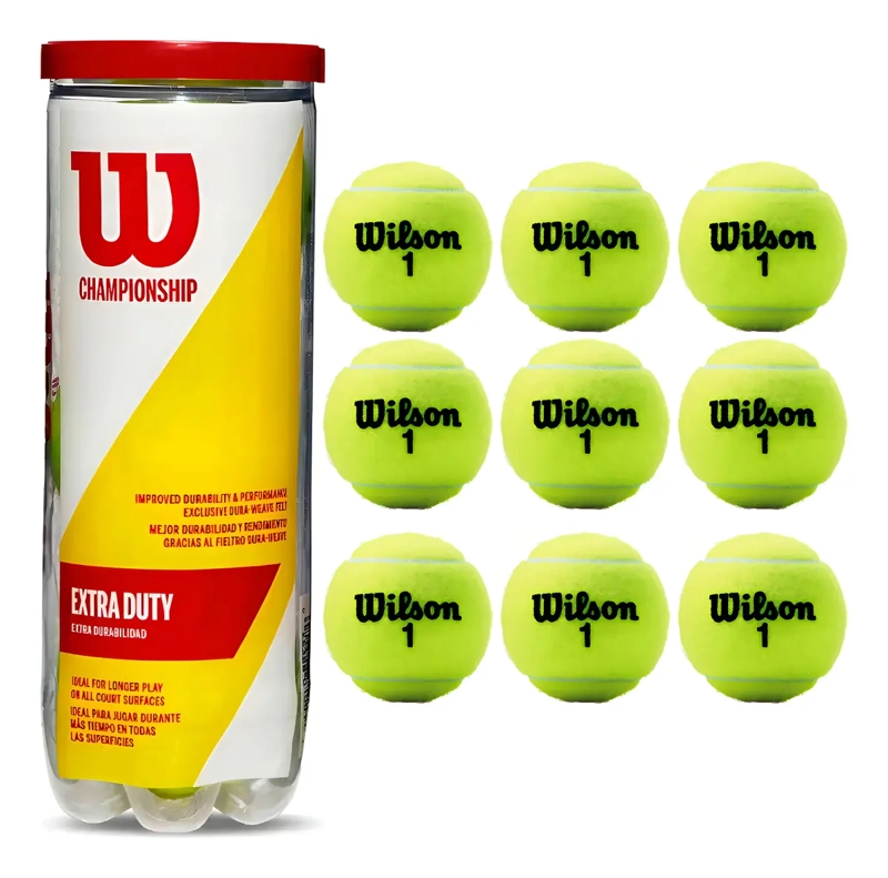 PELOTAS TENIS WILSON CHAMPIONSHIP EXTRA DUTY 3 TARROS 9 UNID - 1
