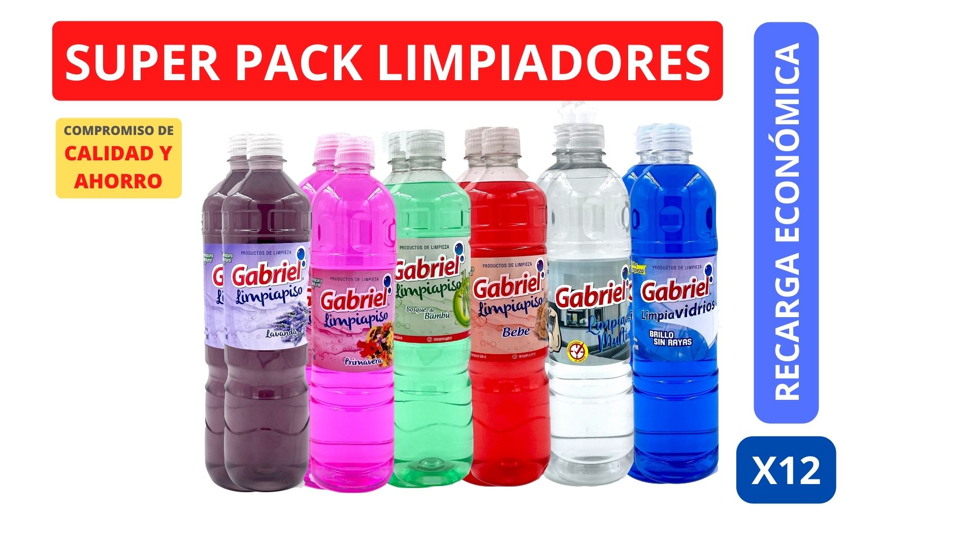 SET LIMPIA PISOS GABRIEL LIMPIADORES RECARGA ECONOMICA - 1