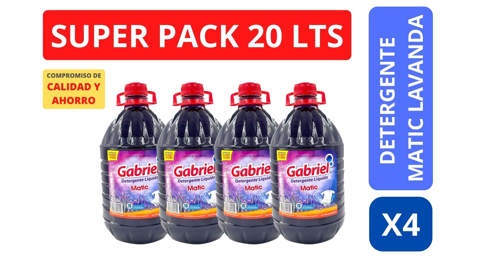 DETERGENTE ROPA GABRIEL 5 L 4 UN LAVANDA - 1