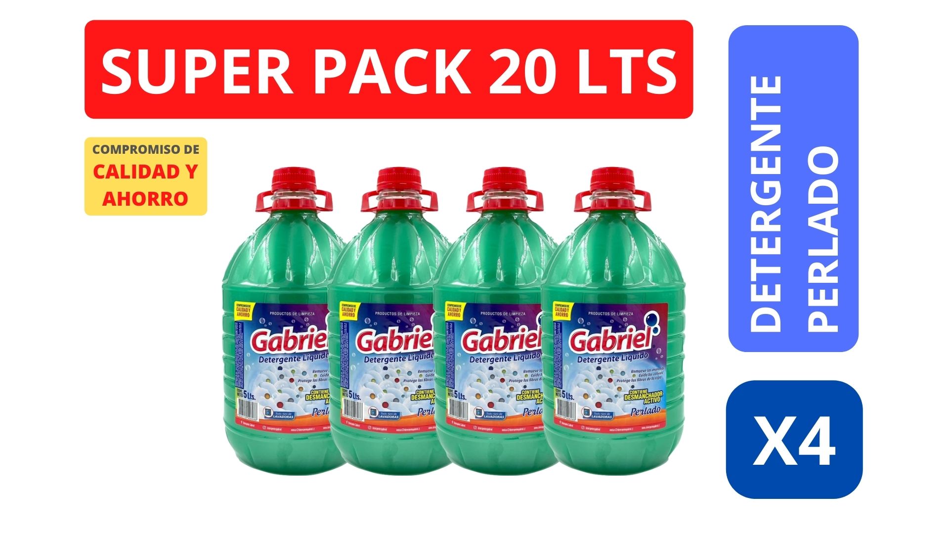 DETERGENTE ROPA GABRIEL 5 L 4 UN PERLADO VERDE - 1