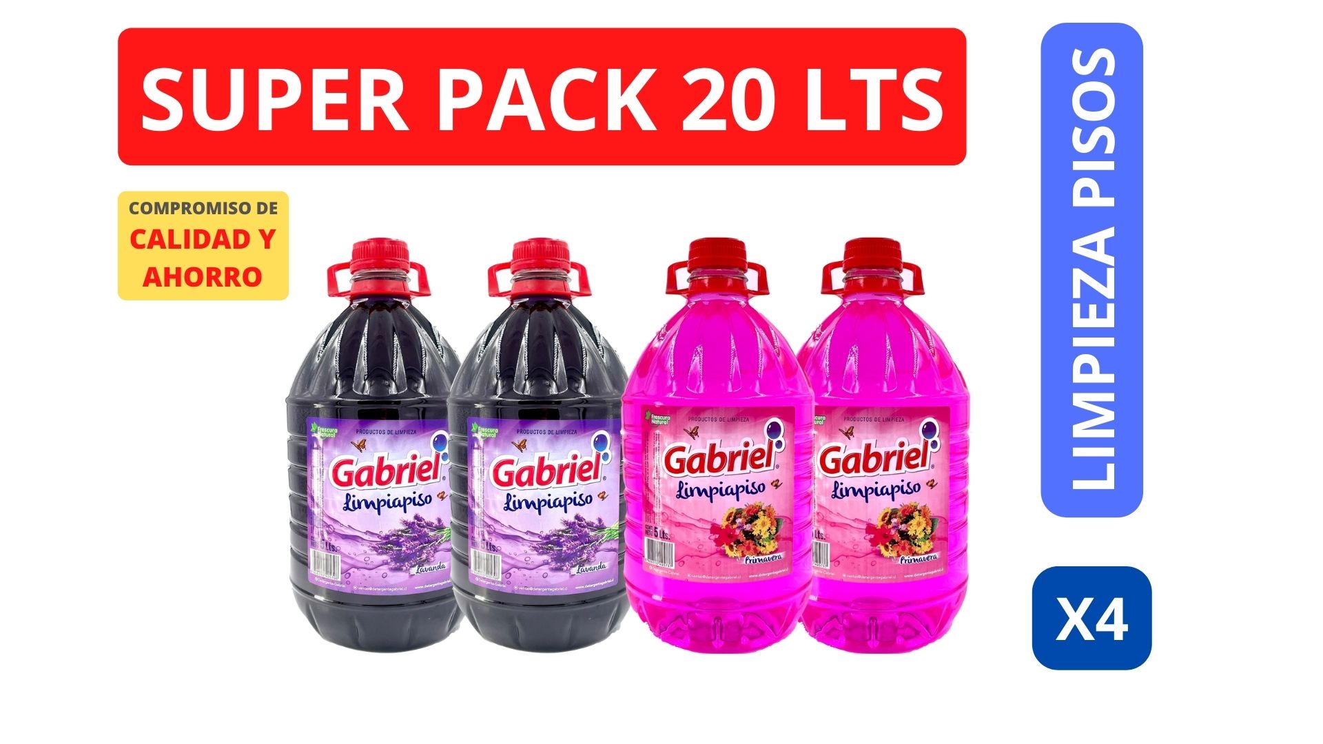 SET 4 LIMPIEZA GABRIEL LIMPIA PISOS AROMAS LAVANDA PRIMAVERA. 5 L - 1