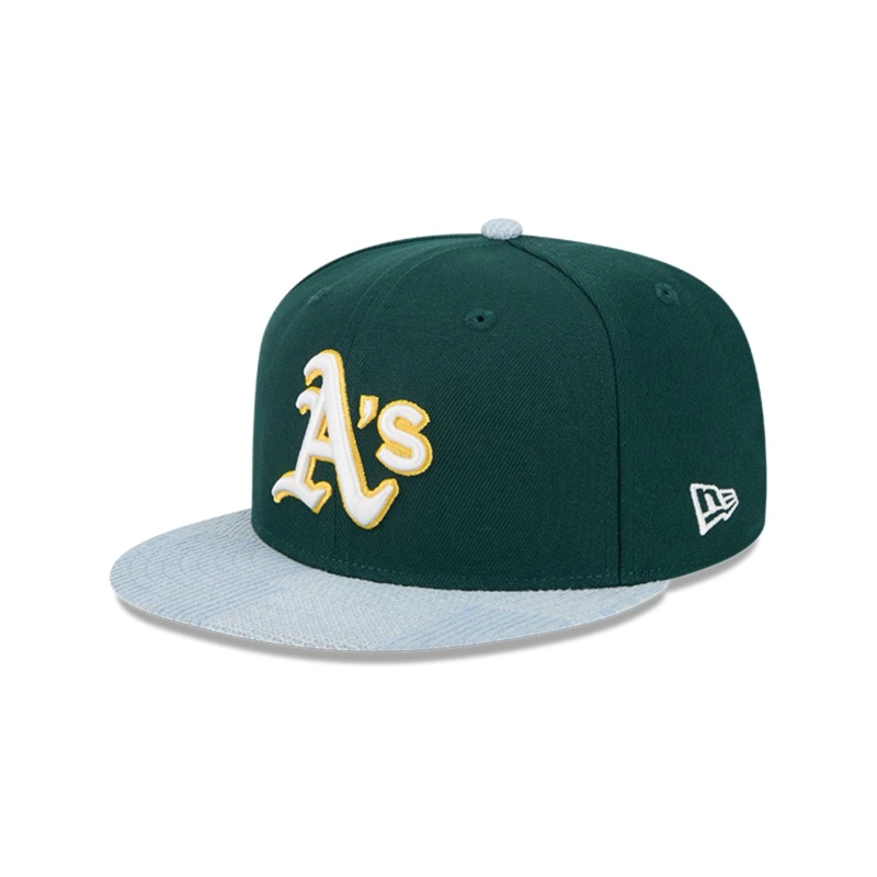 GORRA 59FIFTY OAKLAND ATHLETICS MLB PATCH DENIM DARK GREEN - 1