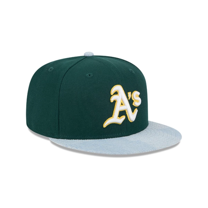 GORRA 59FIFTY OAKLAND ATHLETICS MLB PATCH DENIM DARK GREEN - 2