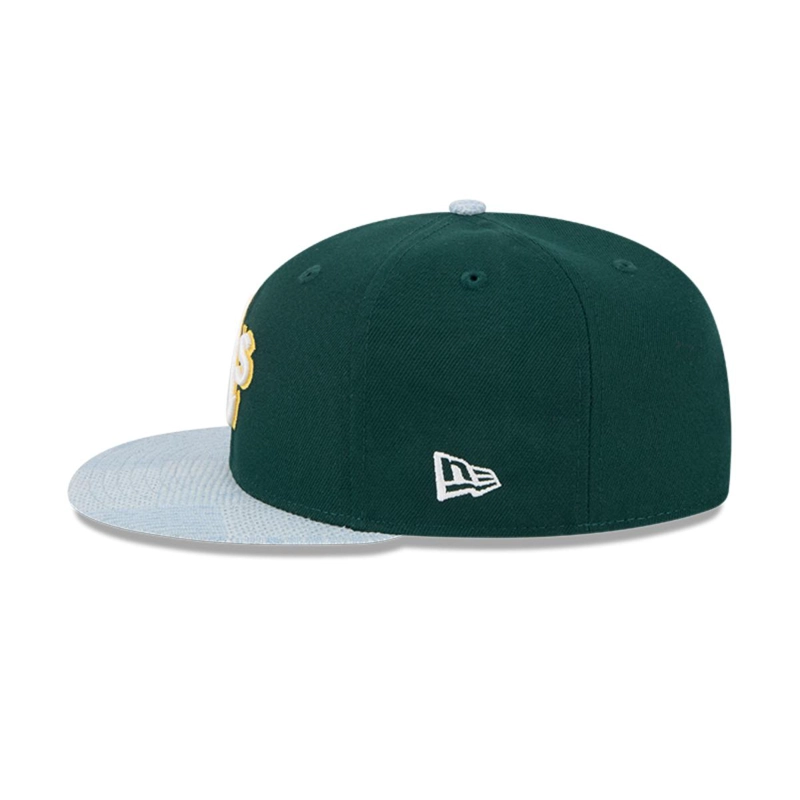 GORRA 59FIFTY OAKLAND ATHLETICS MLB PATCH DENIM DARK GREEN - 5