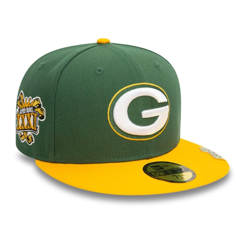 GORRA NEW ERA VERDE 59FIFTY GREEN BAY PACKERS NFL PIN PACK DARK GREEN - 1