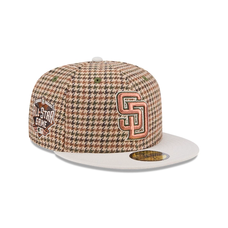 GORRA NEW ERA BEIGE 59FIFTY SAN DIEGO PADRES MLB HOUNDSTOOH OPEN BROWN - 1