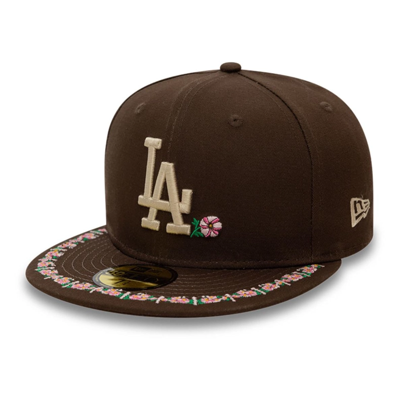 GORRA 59FIFTY LOS ANGELES DODGERS MLB FLORAL BORDER BROWN - 1